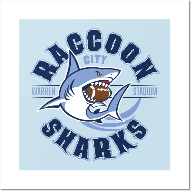 Raccoon Sharks Wall Art by MindsparkCreative